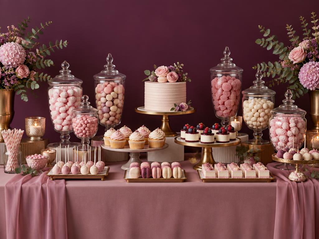 Mesa de dulces elegante para un Candy Bar