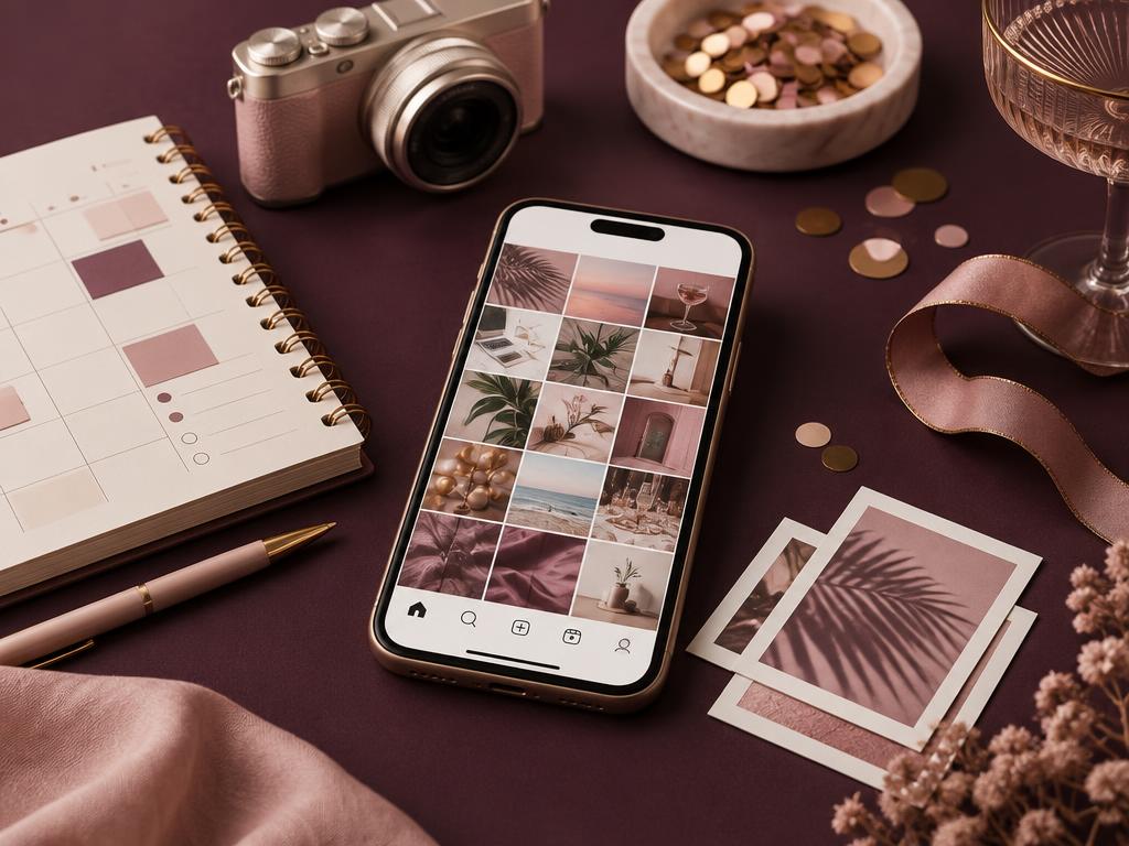 Teléfono y planificación de contenido para redes sociales
