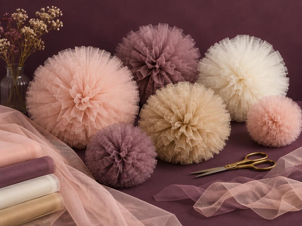 Pompones decorativos elaborados con tul